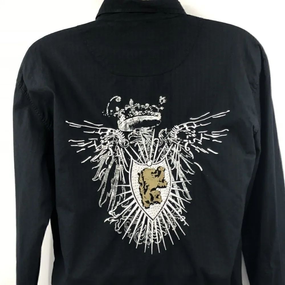 Franky & Max men’s black embroidered detail shirt